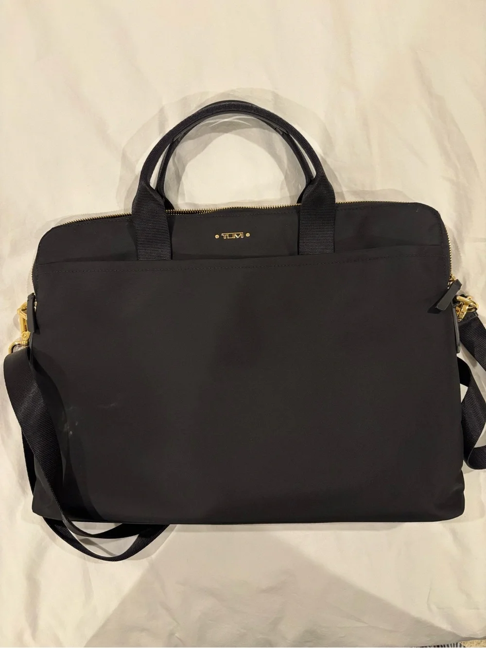 Tumi Black Nylon Laptop Briefcase with Gold Hardware